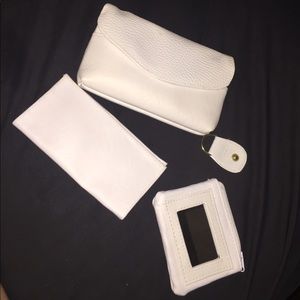Leather white wallet with change purse